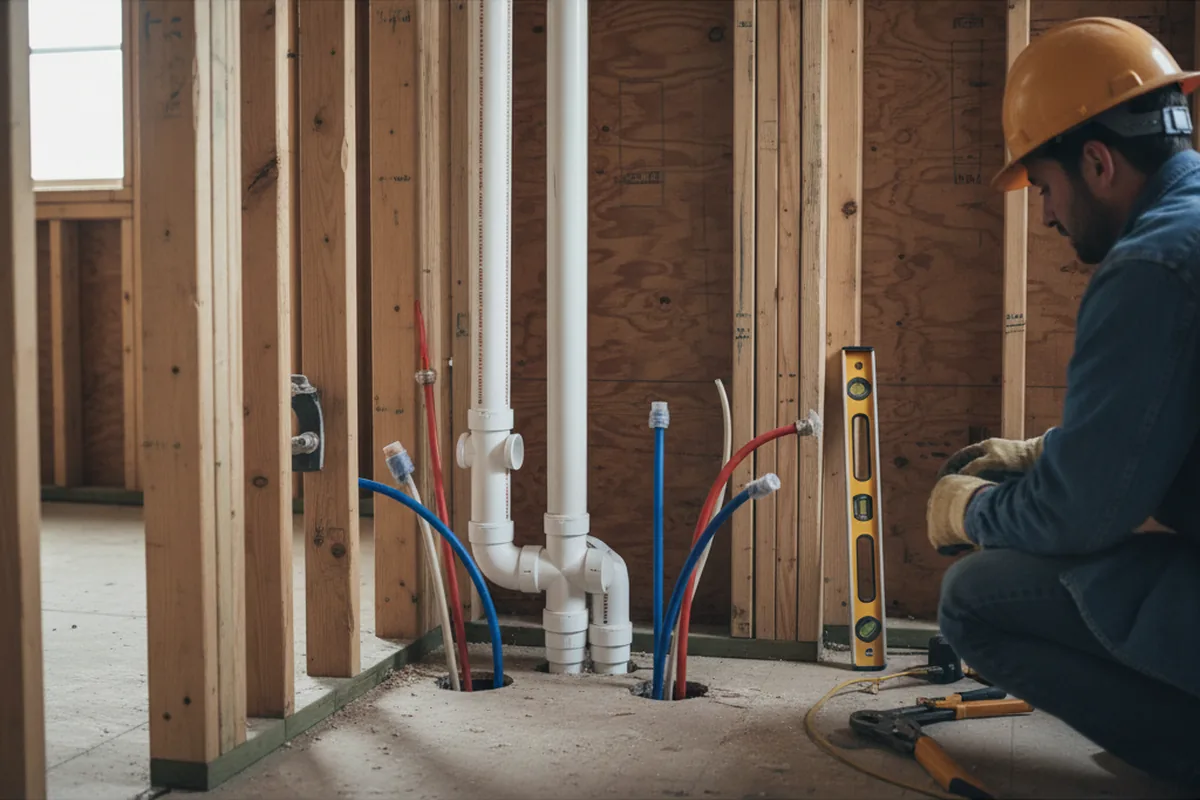 Drain and supply rough-in during Leak Detection in Vinson