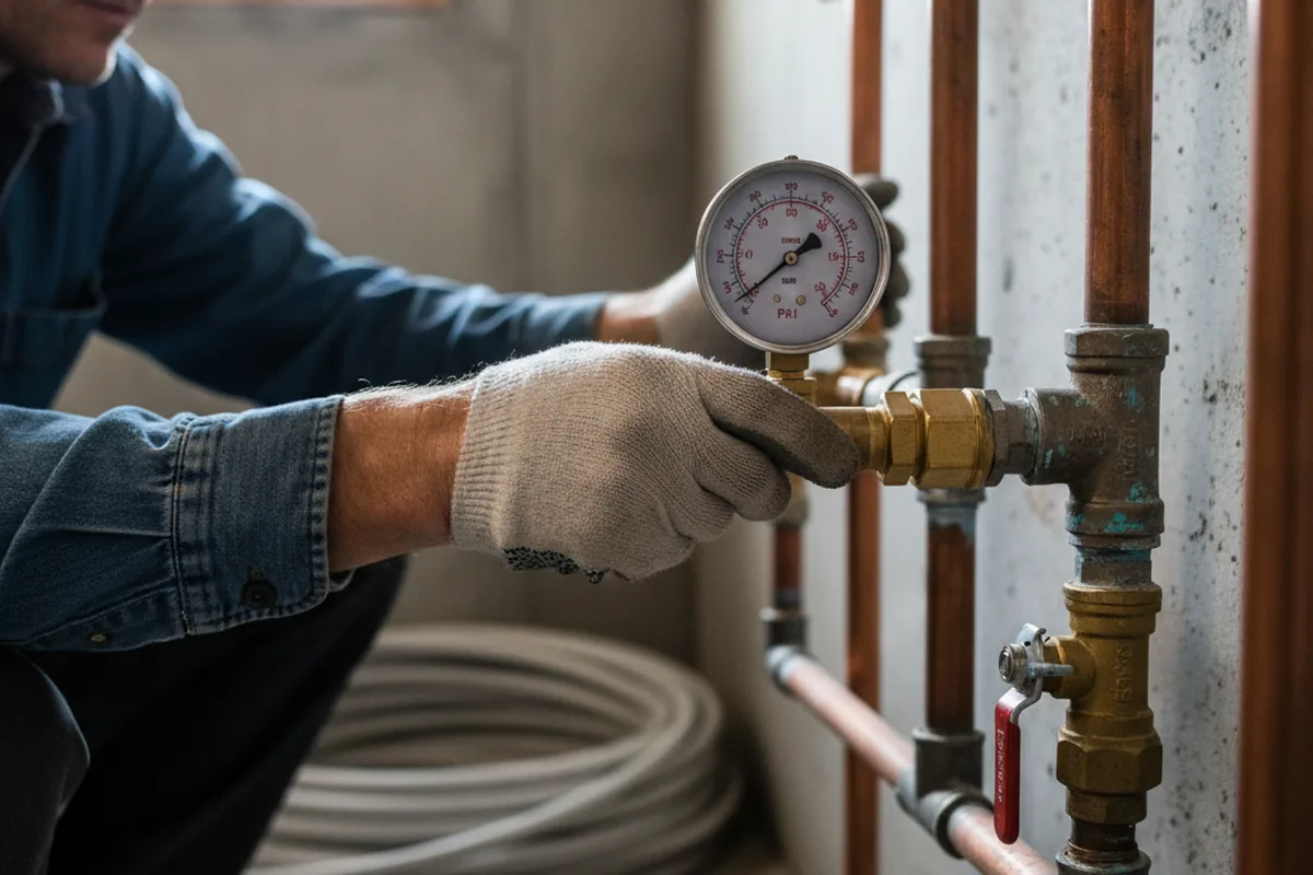 Pressure testing a repaired line during Water Line Repair in Vinson
