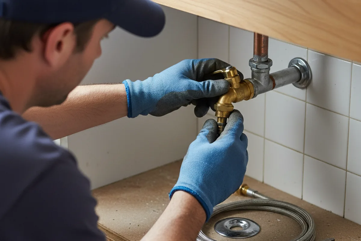 Shutoff valve and fitting work during Burst Pipe Repair in Vinson
